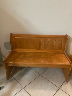 Wooden Bench with storage space  47 inches long  31 ànd 1/2 inches tall