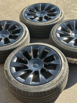 20” Tesla Model Y factory wheels tires satin black new rims induction sensors