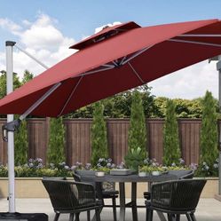 PURPLE LEAF Double Top 360 Degree Rotation 10 ft Square Patio Classic Umbrella