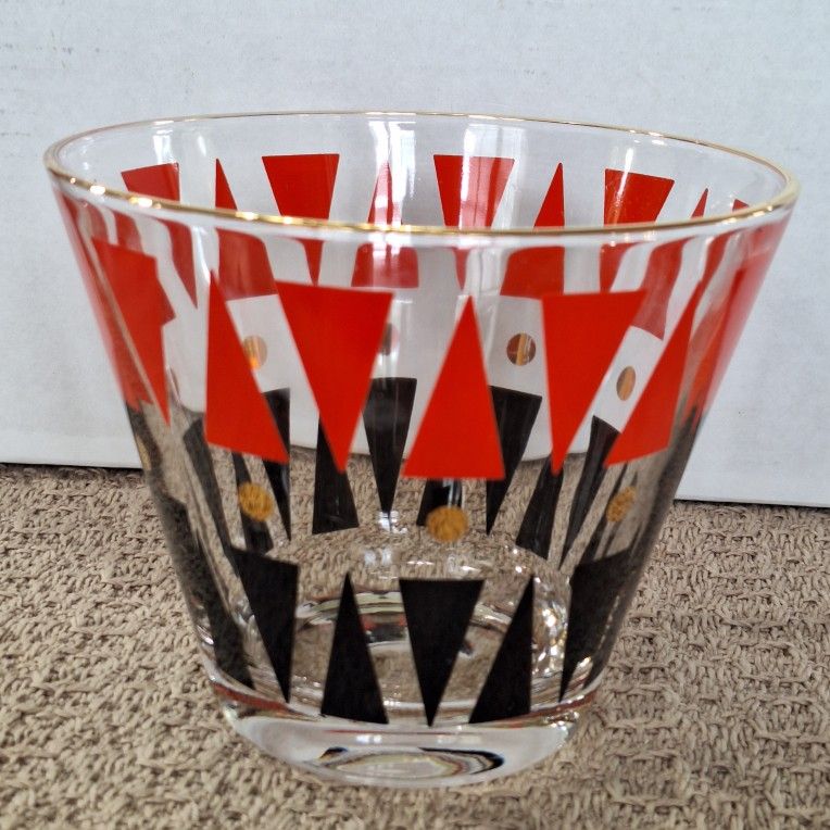 1950s MCM GEOMETRIC GLASS ICE BUCKET