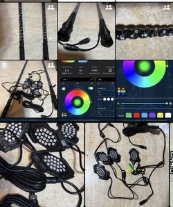 RGB LED Off-Road Lighting Kit - Spiral Whips & Rock Lights (Bluetooth App Control)