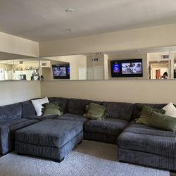 Oversized 3-Piece Sectional Grey W/ Matching Custom Ottoman Cloud Couch Dupe
