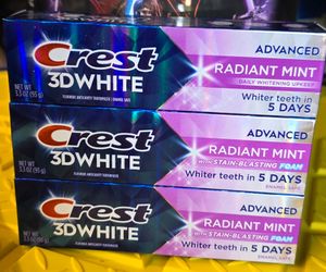 (3) Crest Toothpaste, 3D White Advanced Radiant Mint Whitening Toothpaste, 3.3 oz