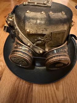 Steampunk Top Hat with Gas Mask Goggles