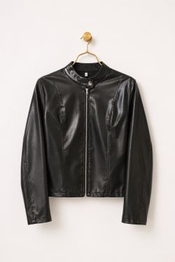 Women’s Black Faux Leather Moto Jacket – Medium – New