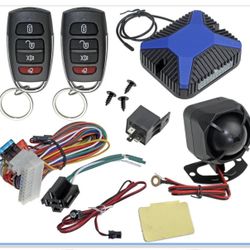 Car Alarm Security & Keyless Entry System, Trunk Pop with Two 4-Button Remotes - Car Alarm System - Door Lock/Unlock, Keyless Key Fob for Car/Auto