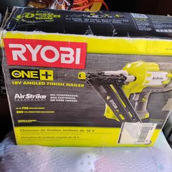Brand new Ryobi One+ system 18 volt angled finish nailer airstrike