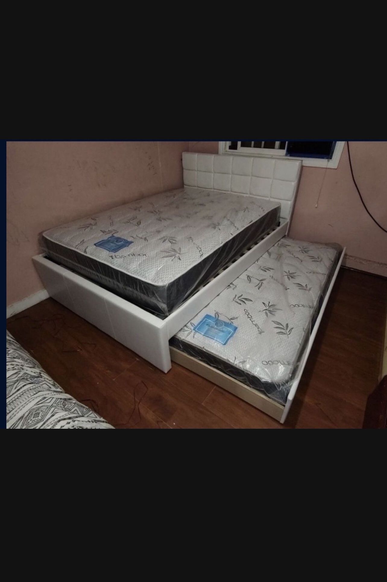 Full Twin Trundle Bed With Bamboo Mattress