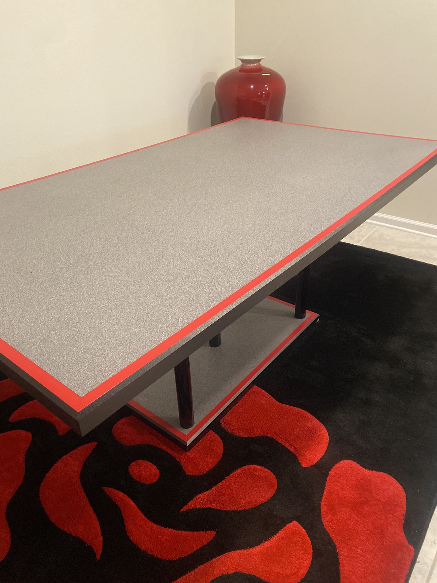 🔥 BUNDLE: Dining Table + Red Ceramic Vase + Glass Mirror Display Curio + FREE Light Fixture!