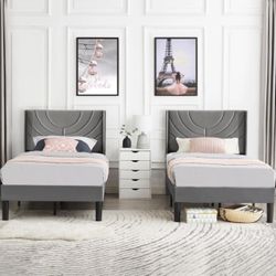Velvet Twin Bed Frames (2) + Mattress