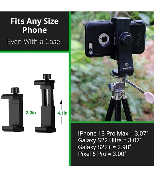 Cell Phone Tripod Mount Adapter - UniMount 360 iPhone Tripod Mount Holder - Universal Phone Mount for Tripod + Bluetooth Remote Shutter - Tripod Attac