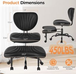 Cross Legged Office Chair, Ergonomic Criss Cross Chair with Wheels