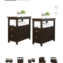 Set of Two Parlor Living Room Furniture MDF Bookshelf Storage Rack, Russet