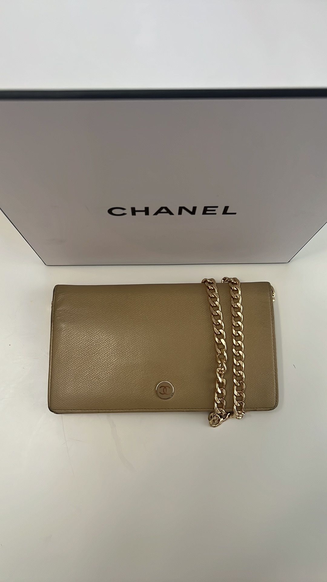 Chanel Tan Coco Wallet with Added chain Bag