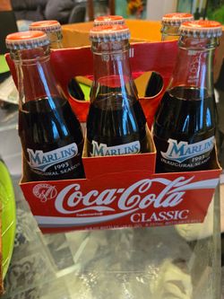 1993 Florida Marlins Inaugural Season Coca-Cola 6 Pack. Original Bottle W/ Drink