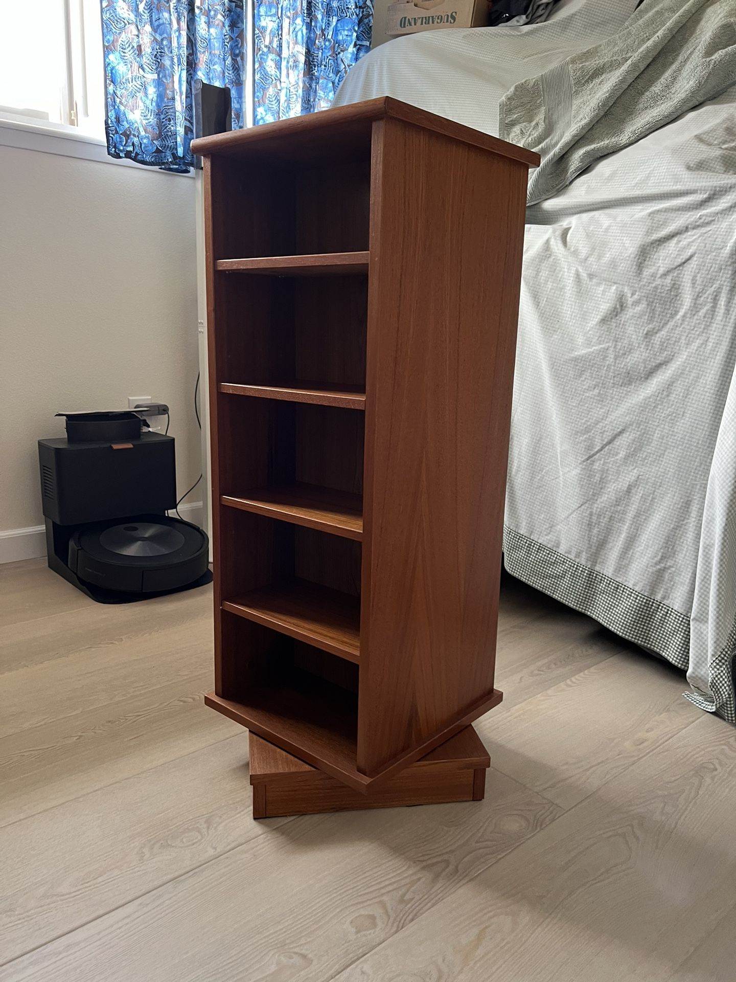 Teak Bookcase 360 Swivel Base. 