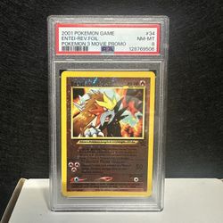 2001 Pokemon Entei Reversed Foil Pokemon 3 Movie Promo PSA 8