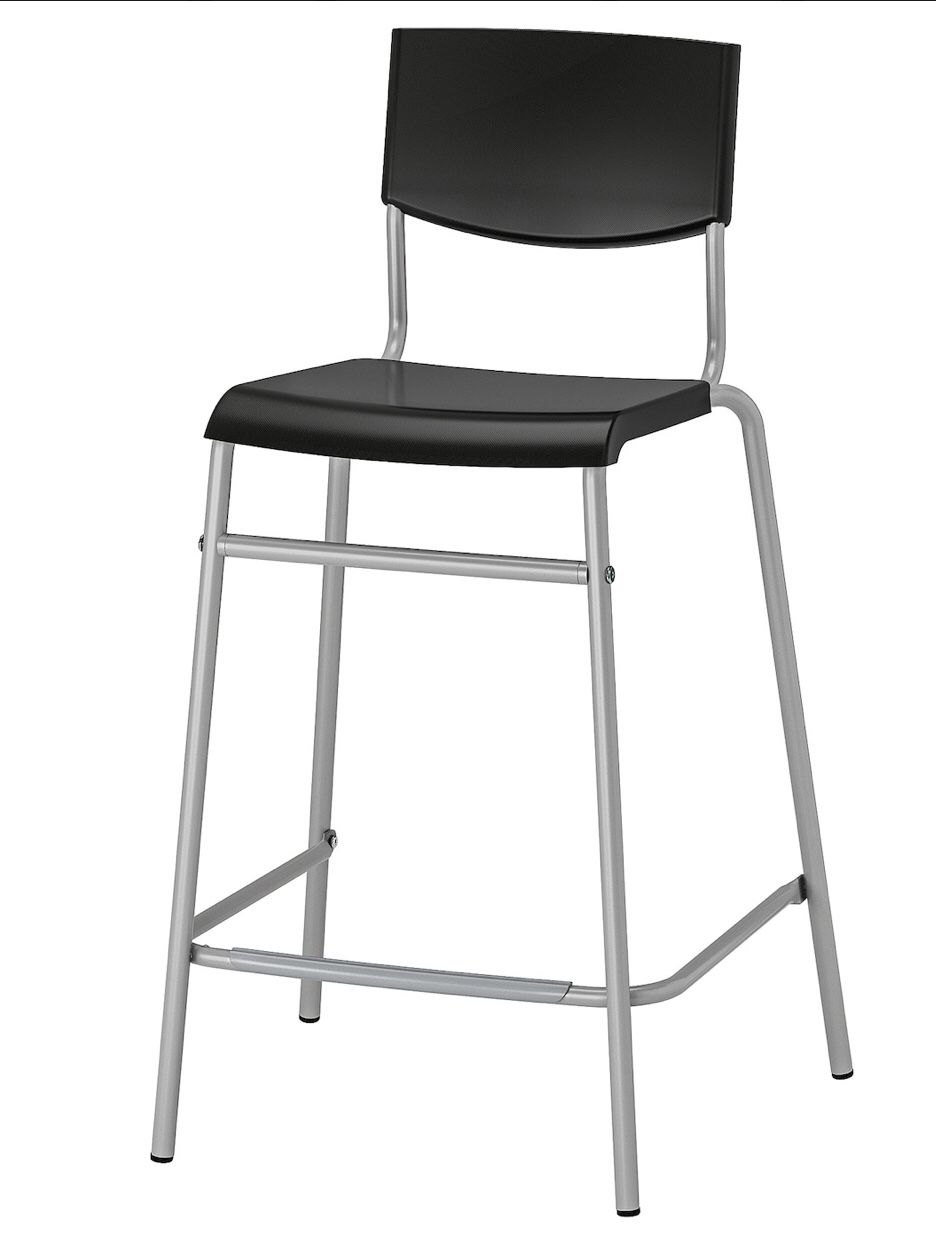 For sale Two Bar stools with backrest, black, silver color