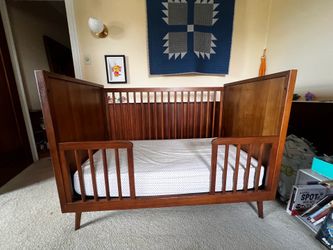 West Elm - Mid-Century Convertible Crib Toddler Kid Bed - Acorn wood finish