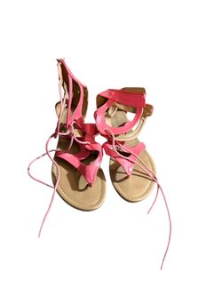 Pink Gladiator Lace-Up Sandals – Size 9.5