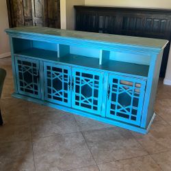 Wooden Media Cabinet - Turquoise 