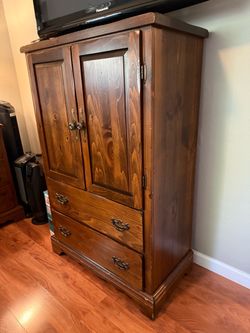 Solid Wood Armoire with Drawers
