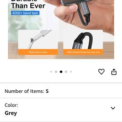 USB Type-C to A Cable 5pack 6ft Braided Fast Charging 3A Quick Charger Cord, 6 Foot Compatible iPhone 16/15,Samsung Galaxy S10 S9 S8 Plus, Note 10 9 8