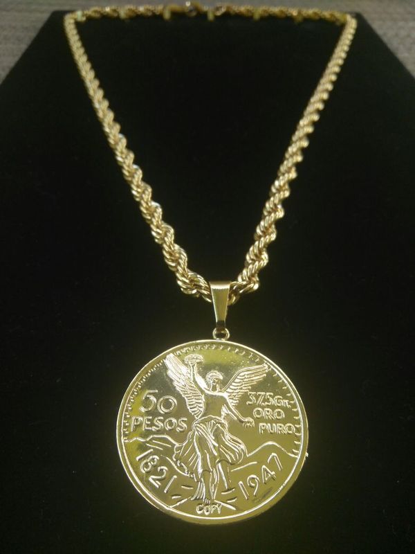14k Gold Filled Rope Chain With Centenario Coin For In 14k Gold Filled Rope Chain With