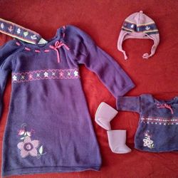 Girl's Sweaterdress+headband+Baby Doll Outfit