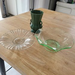 Vintage Carnival Glas And McCoy Vase
