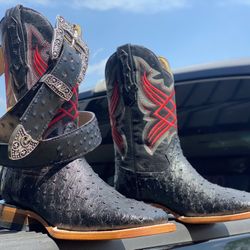 Mens Boots & Belt Set 