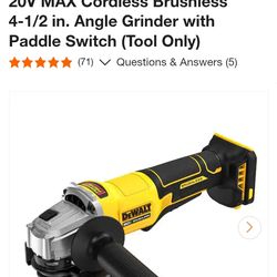 20V MAX Cordless Brushless 4-1/2 in. Angle Grinder with Paddle Switch