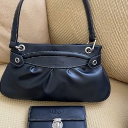 New Black Purse And Wallet Set