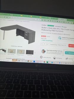 2 office L-shaped desks and 2 office chairs