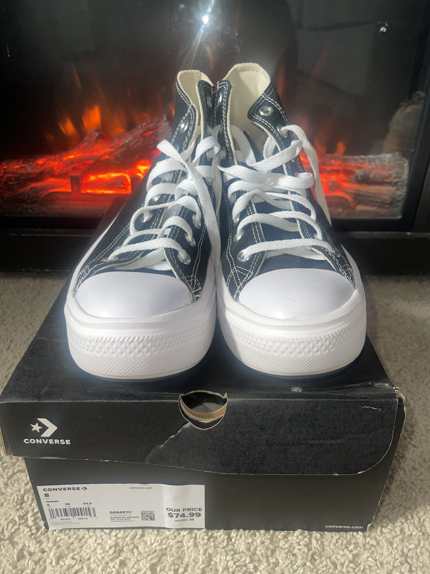 Converse Chuck Taylor All Star Move Hi Black (Women’s) Size 8 PRE OWNED
