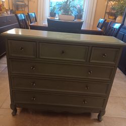 Sage Green Dresser / Entry Way Table With Crystal Knobs