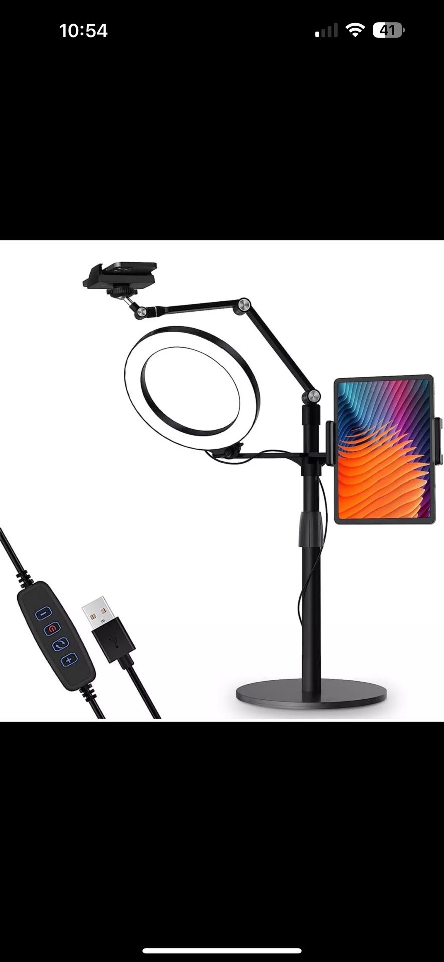 3 In 1 Selfie Desktop Live Stand, Height Adjustable/Overhead, 8" LED Ring Light,All Products : American Fashion Style Bags On Sale