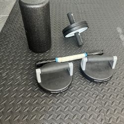 Exercise Equipment + Mat (foam Roller, Push Up Handles)
