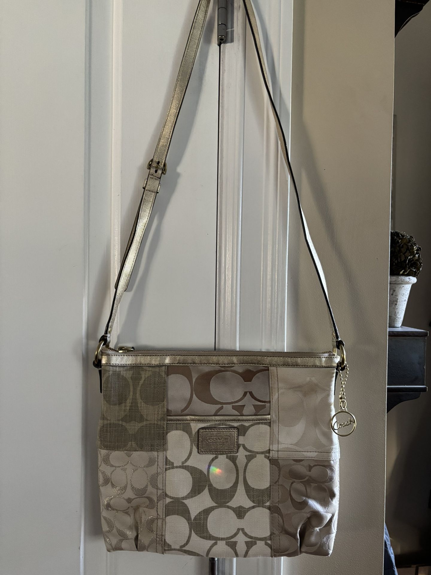 Coach Limited Patchwork Leather Suede Signature Crossbody Purse Shoulder Bag