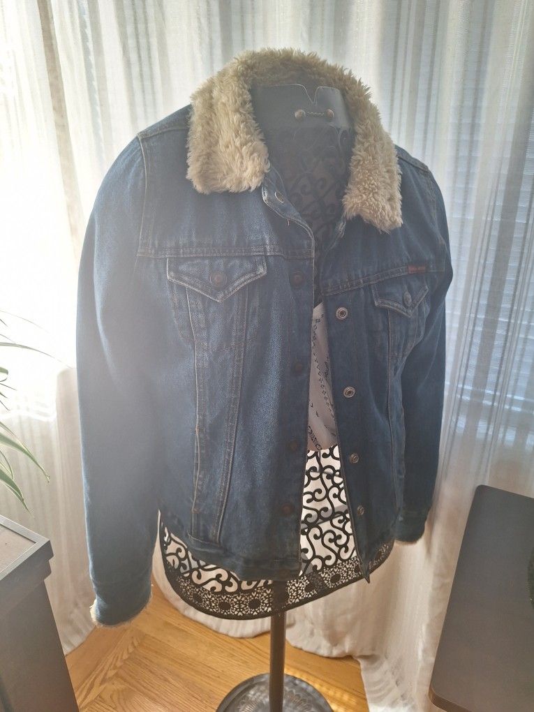 Vintage Roxy Quilted Jean Jacket With Sherpa
