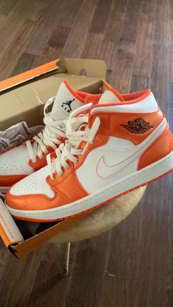 Air Jordan 1 Mid Orange White Sneakers