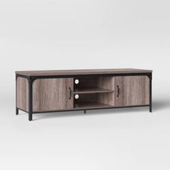 Jackman Industrial Wood TV Stand with Storage Brown - Threshold 