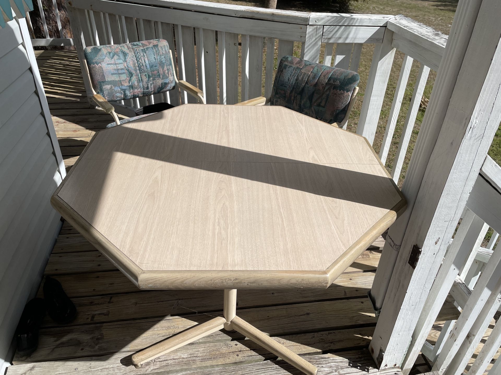 Table And Set Of Two Rolling Chairs