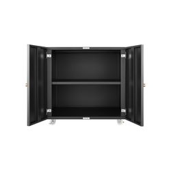 Black Metal Double-Door Printer Cabinet - 360° Lockable Casters, Crafted From Steel, Adjustable Shelves, Waterproof And Not Easy To Wear, Modern Desig