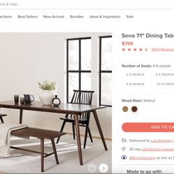 Article - “Seno” Dining Table (Table Only) 71”