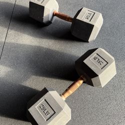 25lb Dumbbell Pair Rubber Hex
