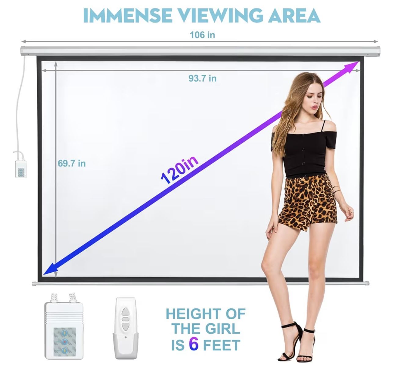 120in Motorized Projector Screen & Projector