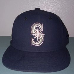 Brand New Navy Blue And Pink Mariners Fitted  Hat 