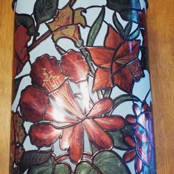 Vintage Mid Century WEIBRO CORP Chicago Stained Glass Look Metal Trash Container 