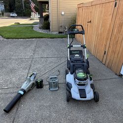 Ego 56V Mower, Battery And Blower 